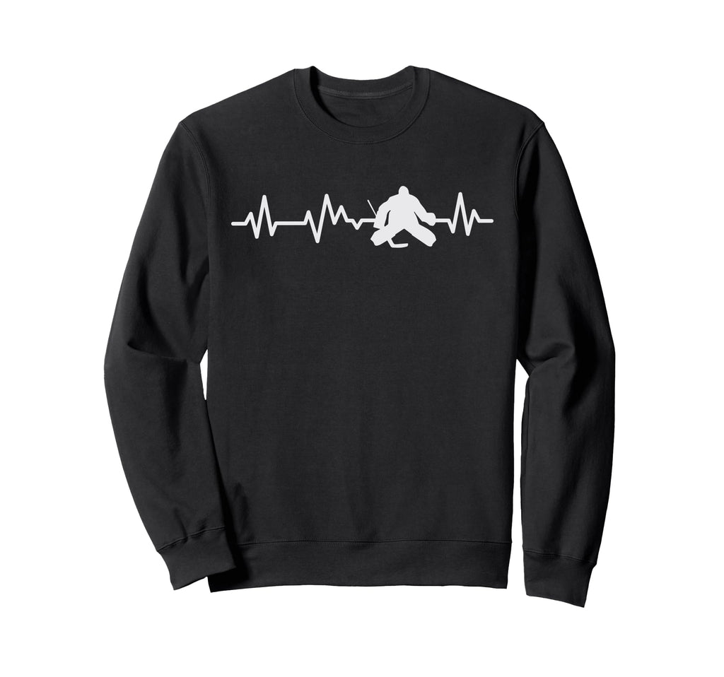 Ice Hockey Goalie Heartbeat Sweatshirt - Fun Novelty Design for Adults - T-Shirt, Sweatshirt, Hoodie