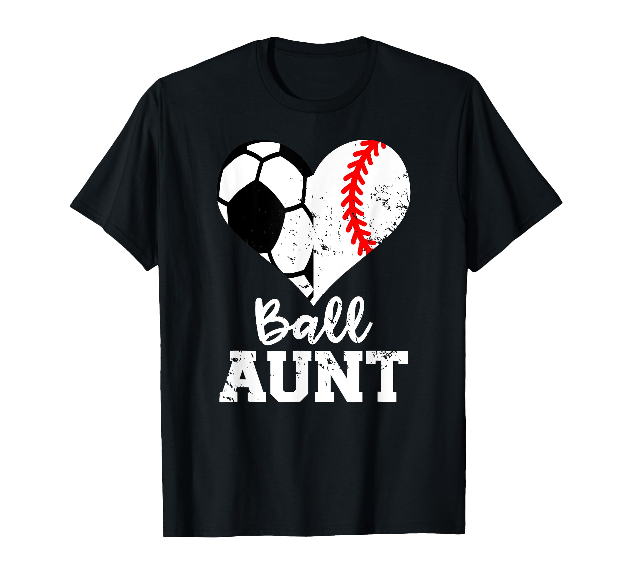 Ball Aunt Heart Funny Soccer Baseball T-Shirt - Trendy Graphic Men Women - T-Shirt, Sweatshirt, Hoodie