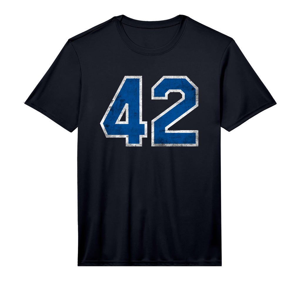 Number 42 Distressed Varsity Blue T-Shirt - Aesthetic Graphic Unisex - T-Shirt, Sweatshirt, Hoodie