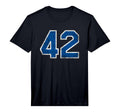 Number 42 Distressed Varsity Blue T-Shirt - Aesthetic Graphic Unisex - T-Shirt, Sweatshirt, Hoodie