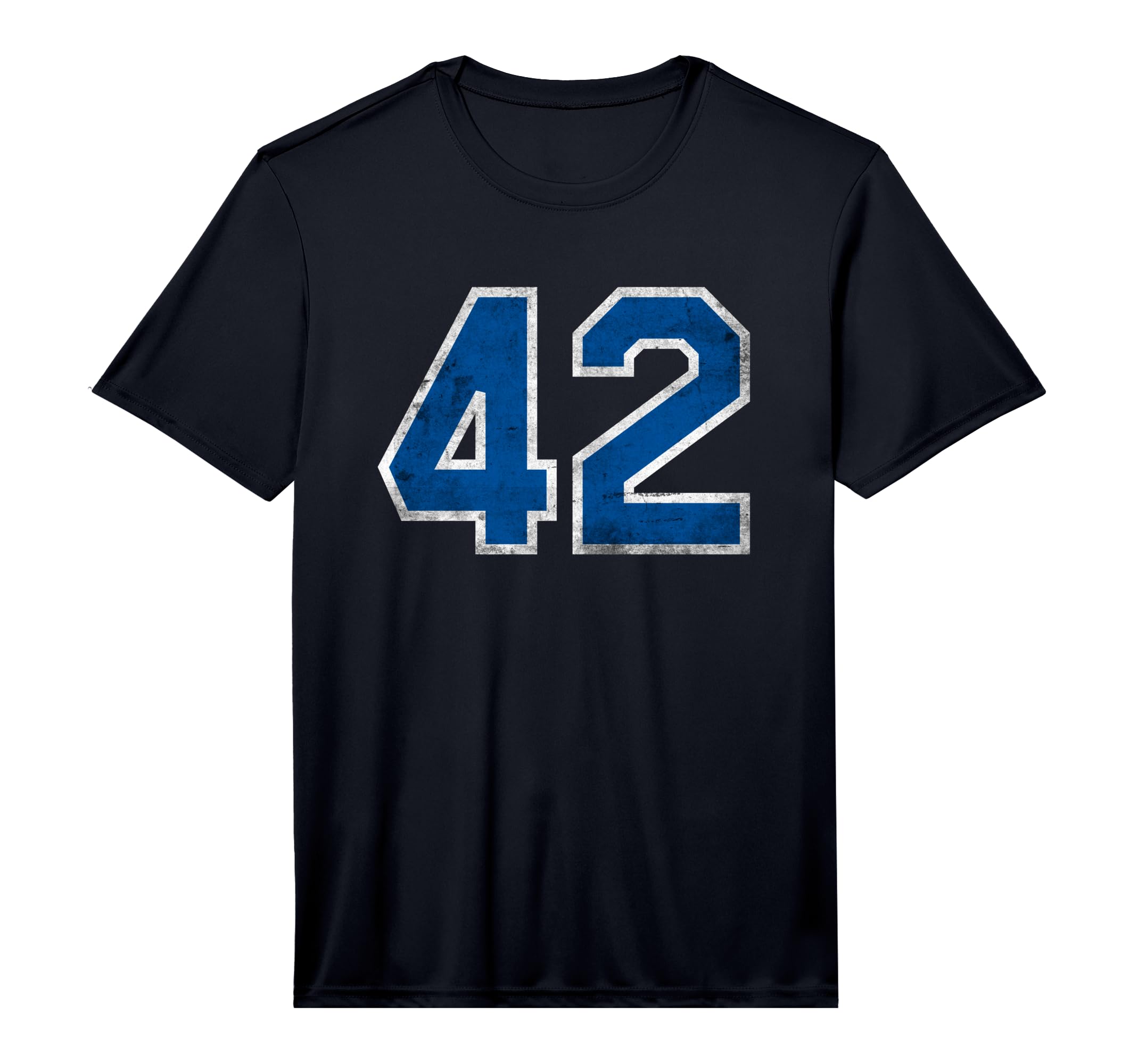 Number 42 Distressed Varsity Blue T-Shirt - Aesthetic Graphic Unisex - T-Shirt, Sweatshirt, Hoodie
