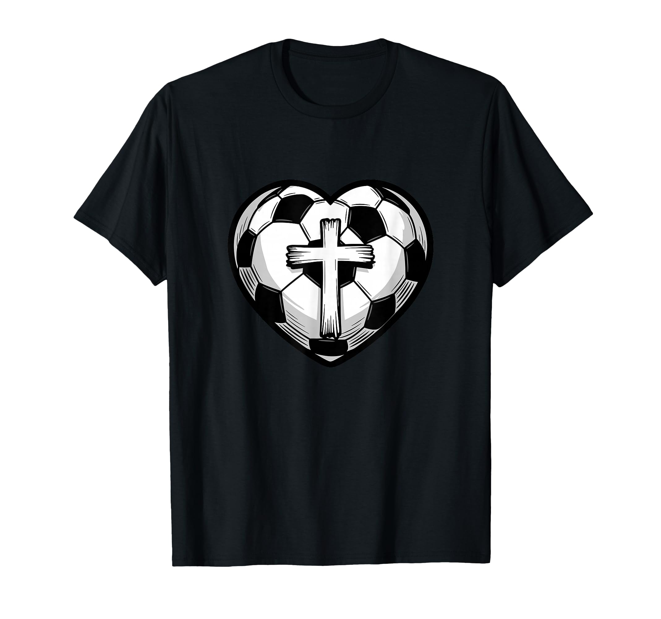 Soccer Ball Heart Christian Faith Cross T-Shirt - Novelty Apparel Men Women - T-Shirt, Sweatshirt, Hoodie