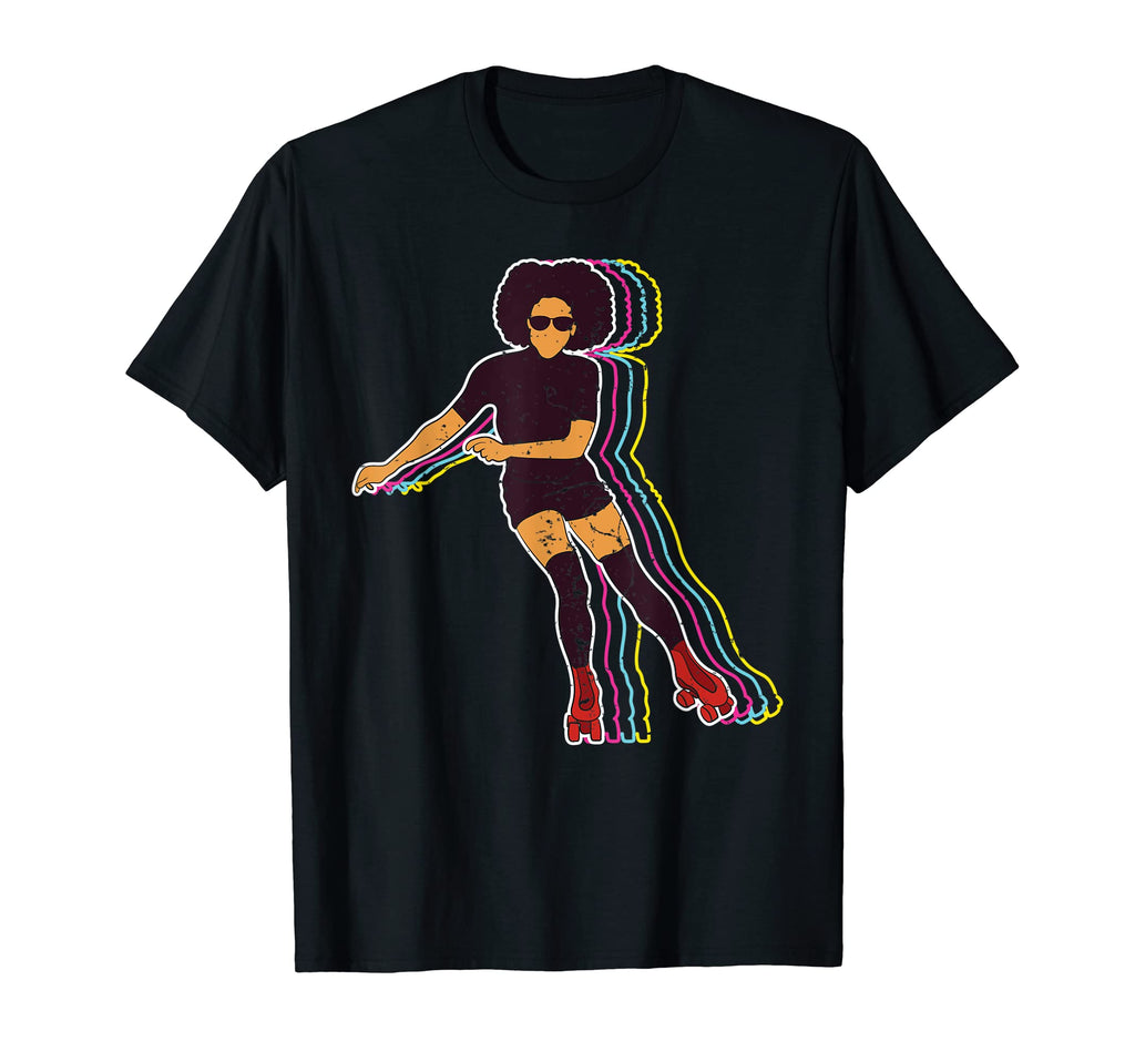 Womens Roller Skating Afro 70S 80S T-Shirt - Novelty Apparel Men Women - T-Shirt, Sweatshirt, Hoodie