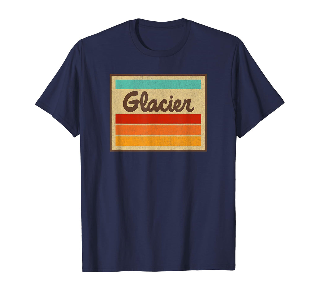 Glacier National Park 70S Stripes Badge T-Shirt - Custom Art Print Unisex - T-Shirt, Sweatshirt, Hoodie