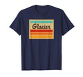 Glacier National Park 70S Stripes Badge T-Shirt - Custom Art Print Unisex - T-Shirt, Sweatshirt, Hoodie