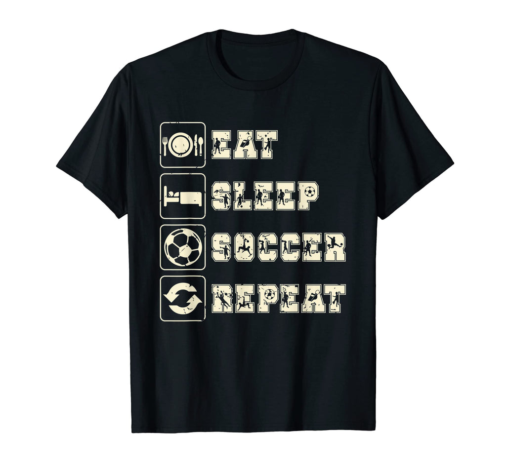 Eat Sleep Soccer Repeat Futbol European T-Shirt - Custom Art Print Unisex - T-Shirt, Sweatshirt, Hoodie