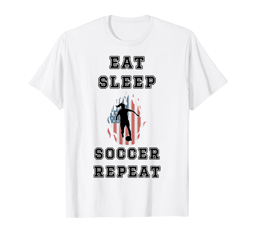 Eat Sleep Soccer Repeat Sarcastic T-Shirt - Custom Art Print Men Women - T-Shirt, Sweatshirt, Hoodie