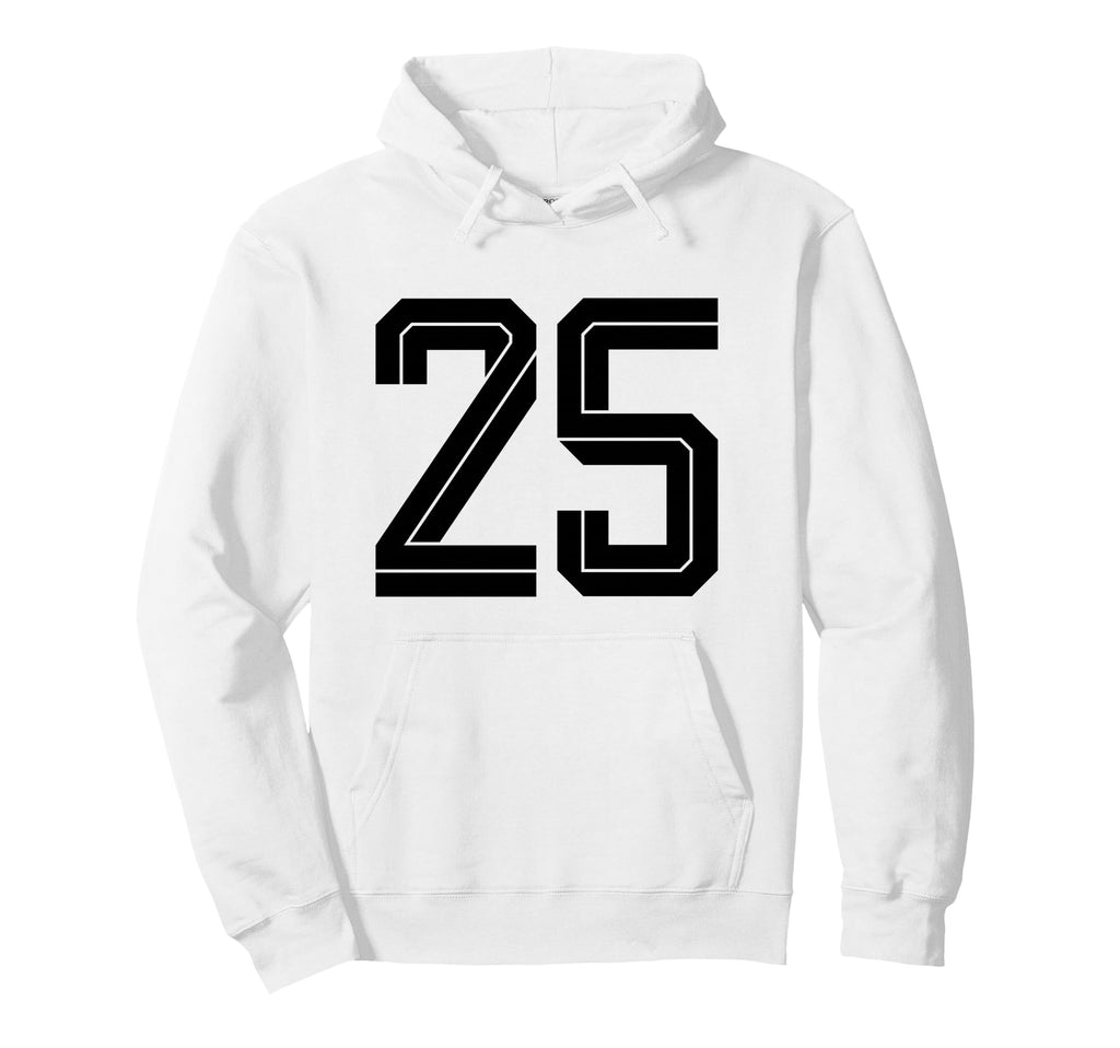 25 White Number 25 Sports Fan Soccer Hoodie - Minimalist Print for Adults - T-Shirt, Sweatshirt, Hoodie