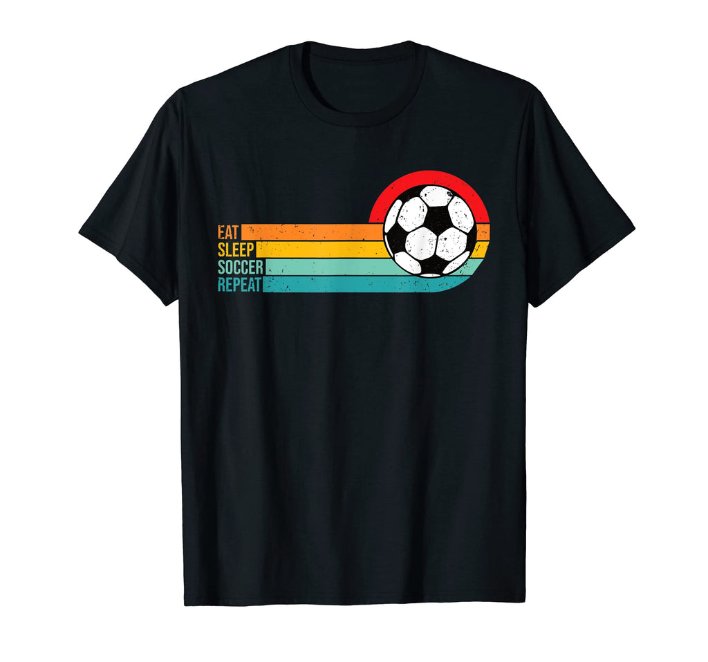 Eat Sleep Soccer Repeat Soccer Ball 70S T-Shirt - Graphic Print Unisex - T-Shirt, Sweatshirt, Hoodie
