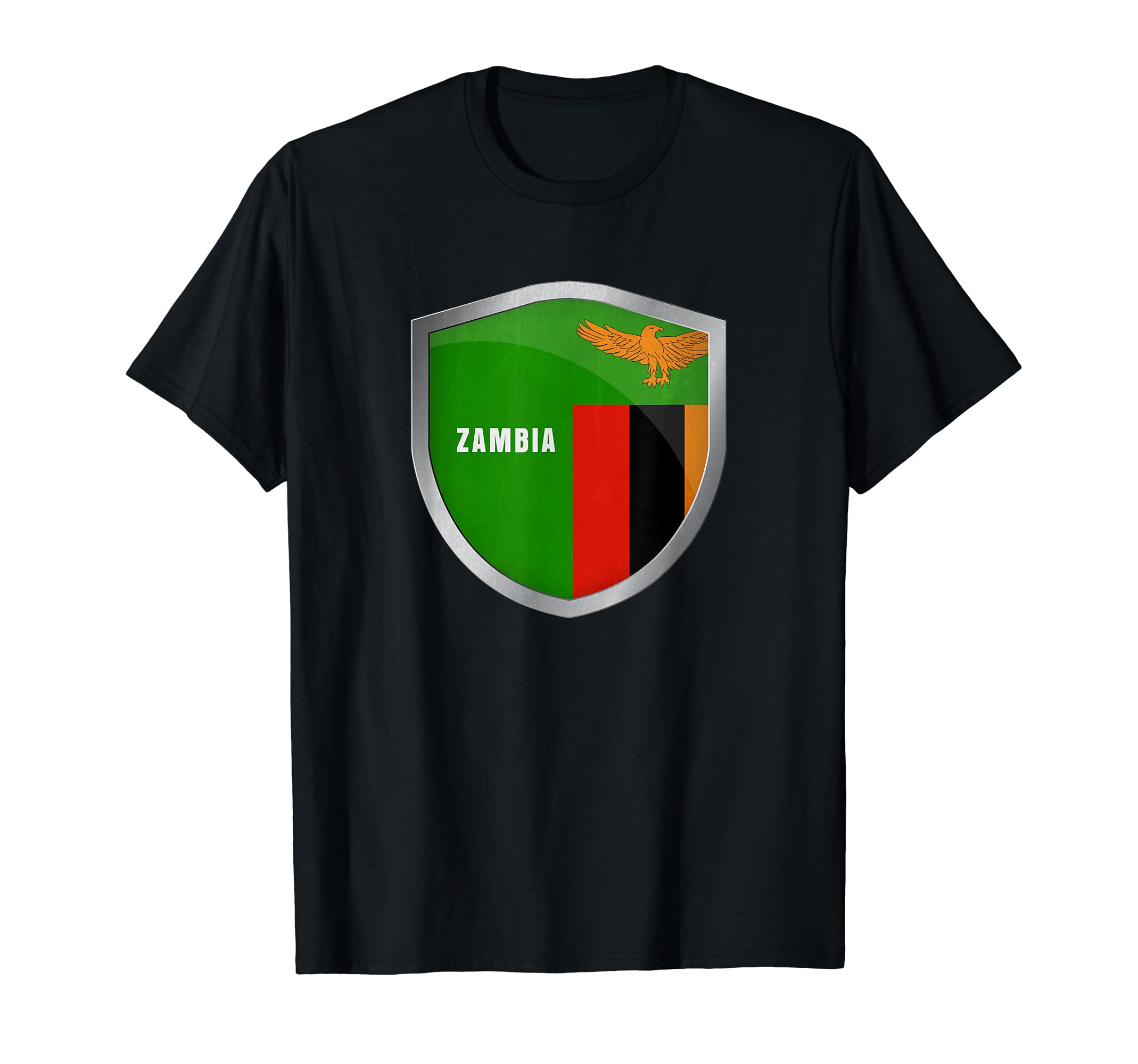 Zambia Flag Badge Soccer Fans Distressed T-Shirt - Aesthetic Graphic Unisex - T-Shirt, Sweatshirt, Hoodie