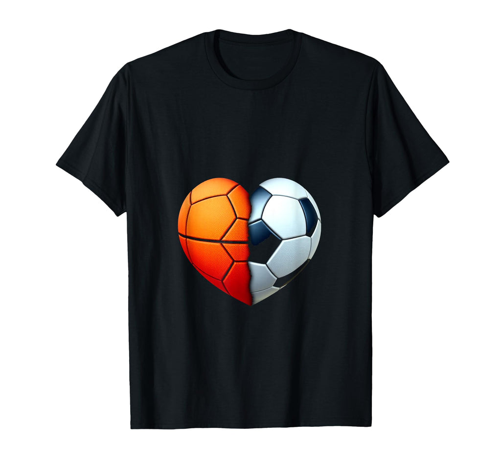 Basketball Soccer Heart T-Shirt - Custom Art Print Unisex - T-Shirt, Sweatshirt, Hoodie