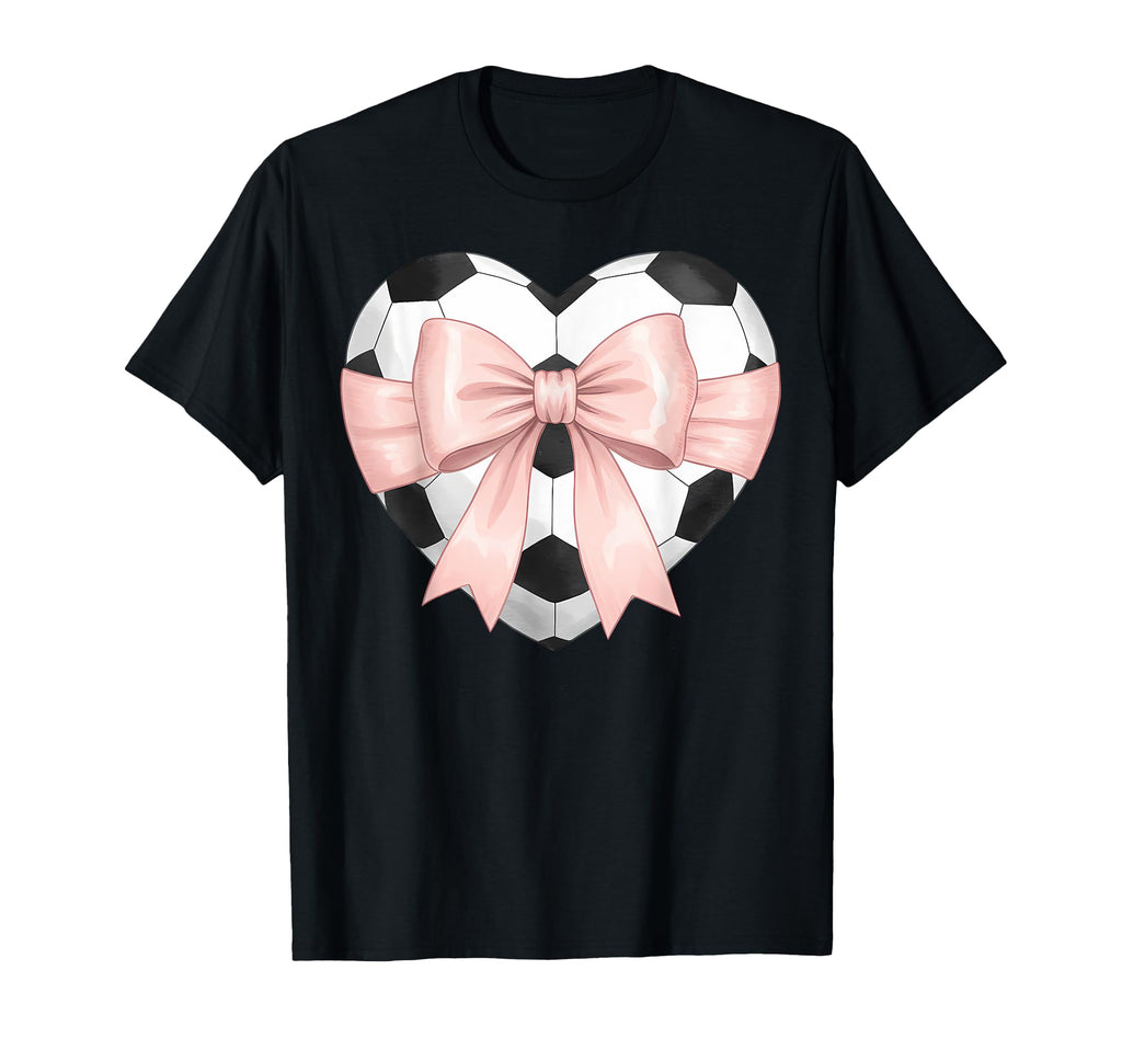 Coquette Soccer Heart Bow Football Support T-Shirt - Novelty Apparel Unisex - T-Shirt, Sweatshirt, Hoodie