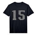 Checkered Sports Team Number 15 T-Shirt - Graphic Print for Adults - T-Shirt, Sweatshirt, Hoodie