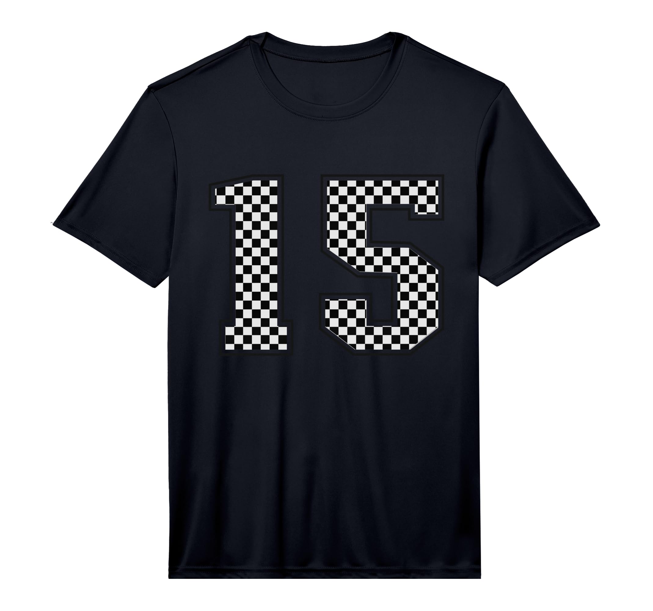Checkered Sports Team Number 15 T-Shirt - Graphic Print for Adults - T-Shirt, Sweatshirt, Hoodie