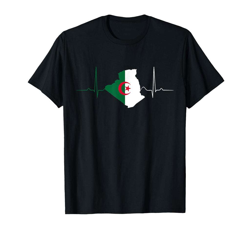 Algeria Heart Algerian Heartbeat T-Shirt - Aesthetic Graphic Unisex - T-Shirt, Sweatshirt, Hoodie