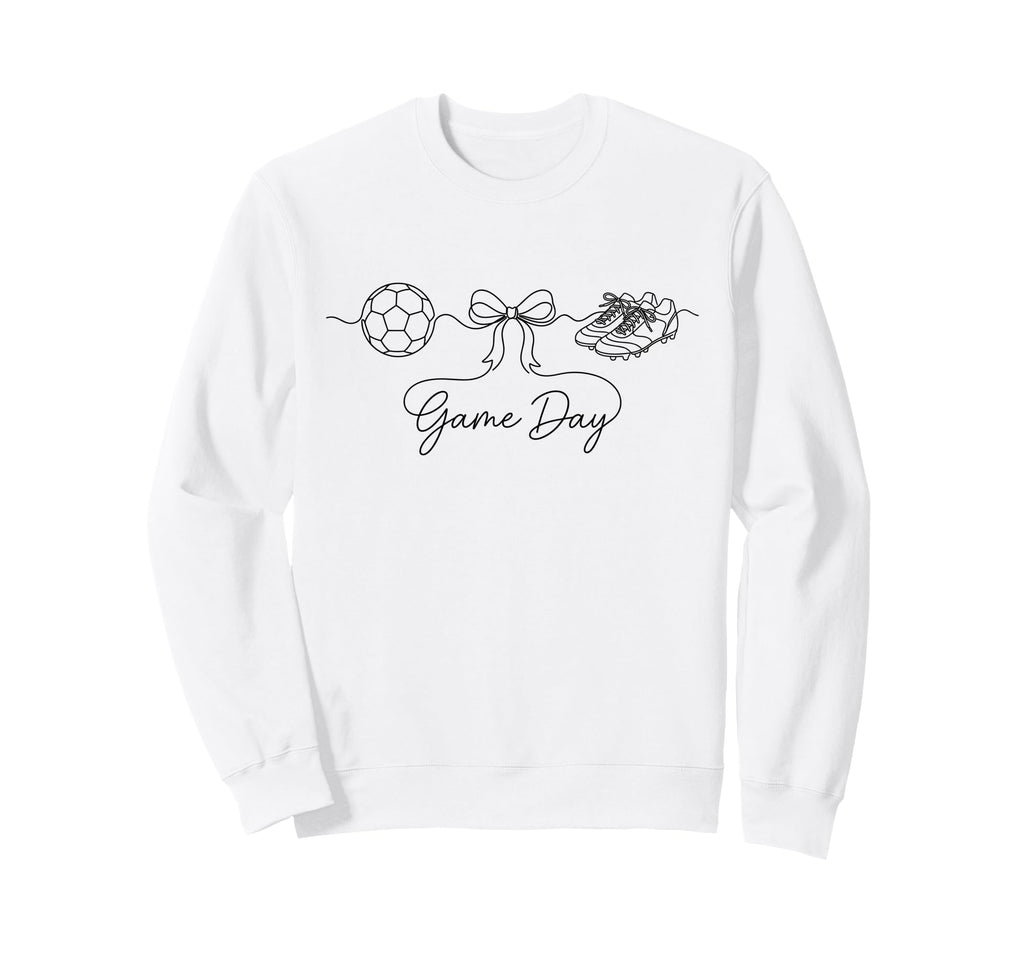 Game Day Soccer Mom Ball Bow Cleats Sweatshirt - Graphic Print Men Women - T-Shirt, Sweatshirt, Hoodie