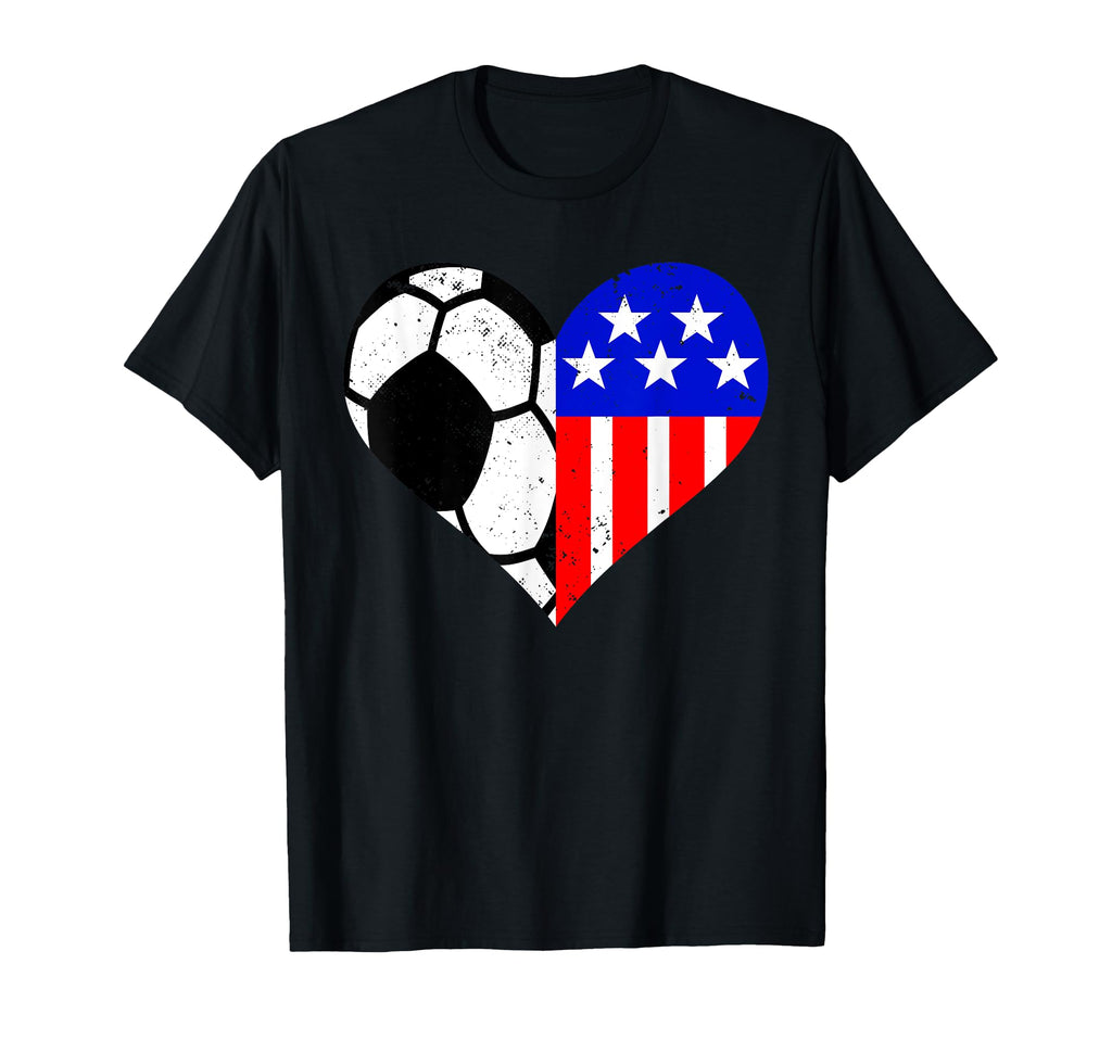 Soccer Heart American Flag Funny T-Shirt - Fun Novelty Design for Adults - T-Shirt, Sweatshirt, Hoodie