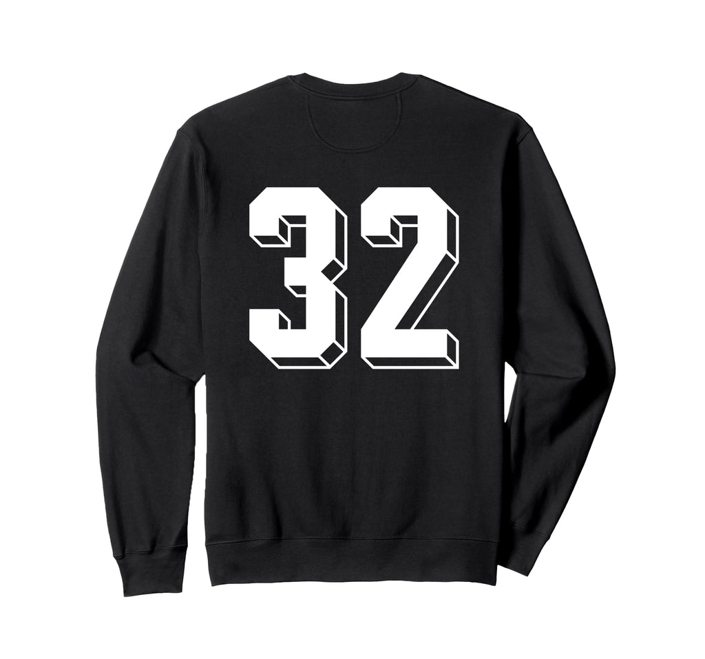 Number 32 Backside 80S 90S Team Sweatshirt - Minimalist Print for Adults - T-Shirt, Sweatshirt, Hoodie