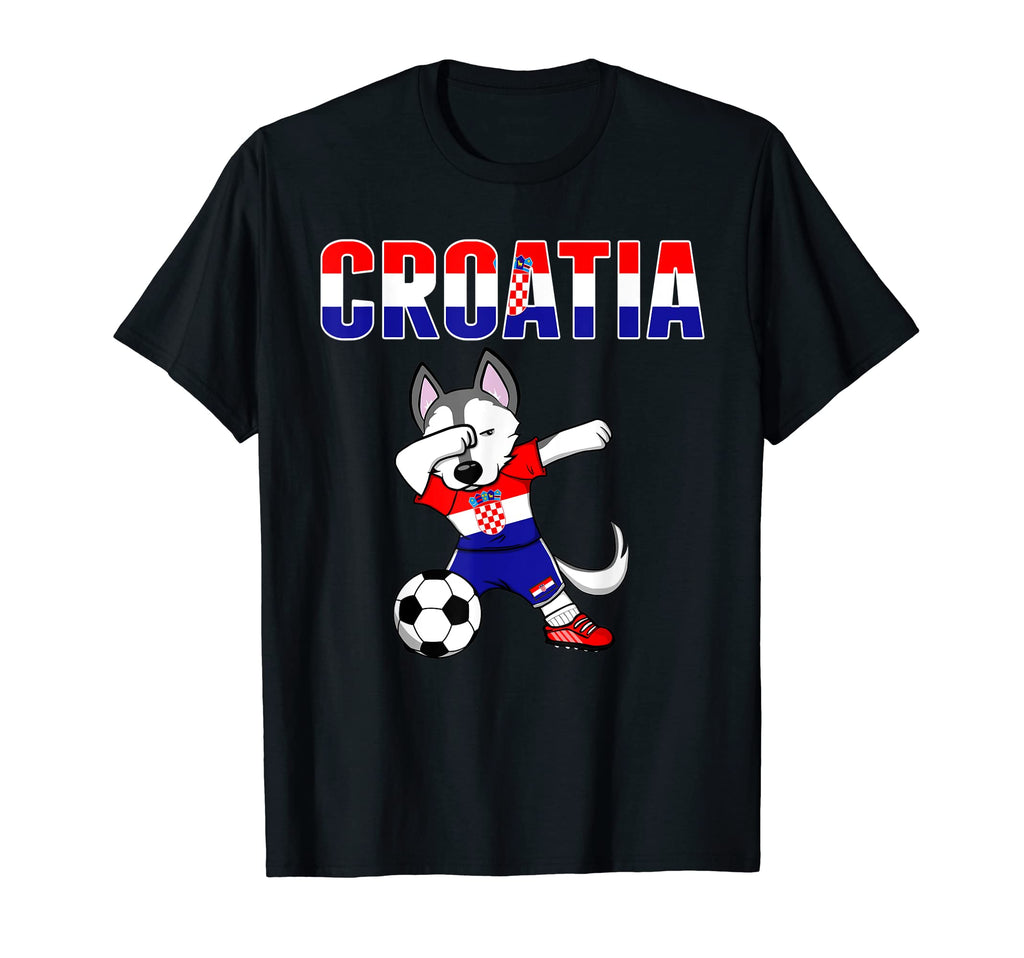 Dabbing Husky Dog Croatia Soccer Fans T-Shirt - Trendy Graphic Men Women - T-Shirt, Sweatshirt, Hoodie