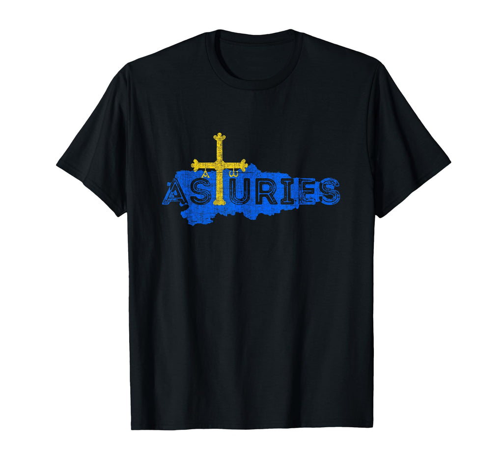 Asturian Map And Flag Distressed T-Shirt - Fun Novelty Design Unisex - T-Shirt, Sweatshirt, Hoodie