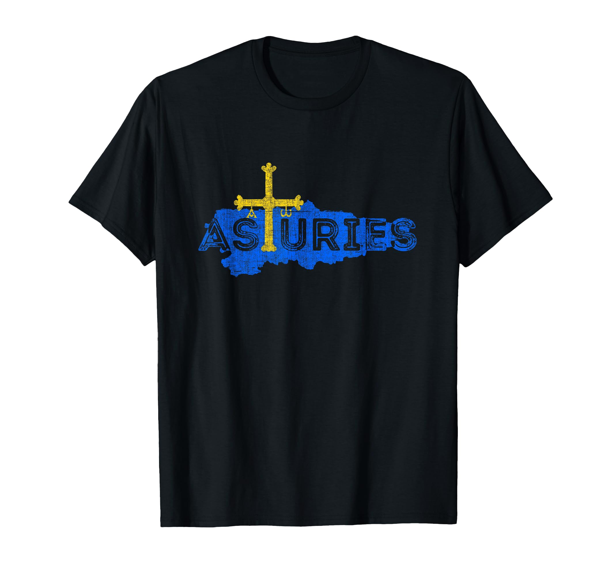 Asturian Map And Flag Distressed T-Shirt - Fun Novelty Design Unisex - T-Shirt, Sweatshirt, Hoodie