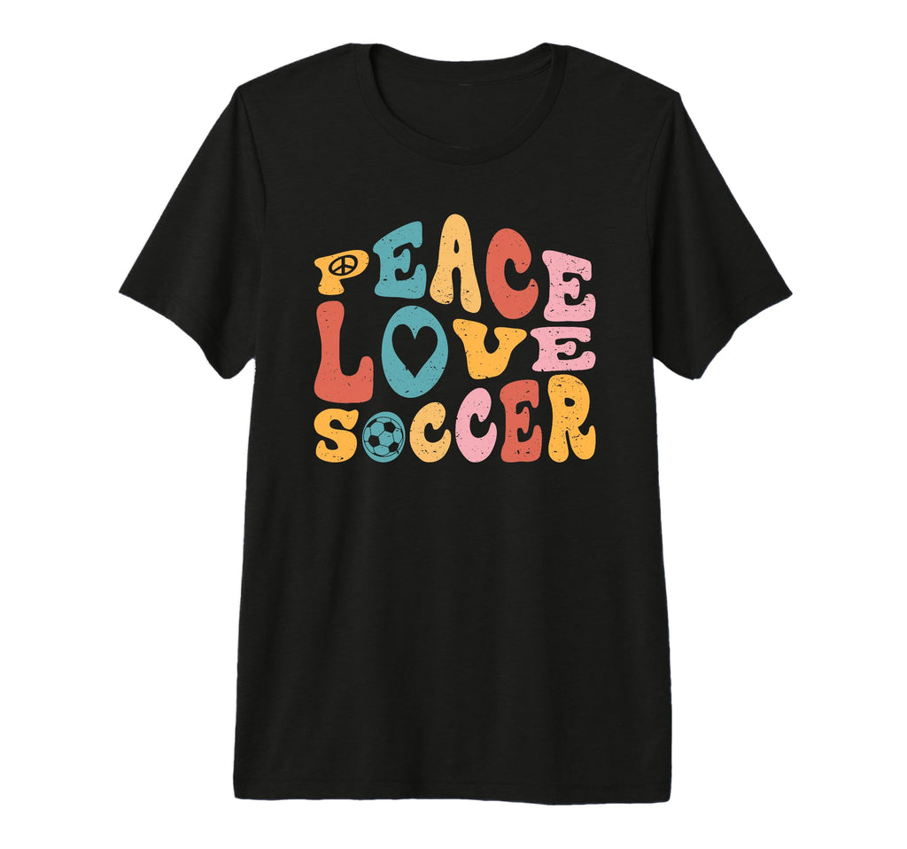 Peace Love Soccer Groovy Tri Blend T-Shirt - Trendy Graphic for Adults - T-Shirt, Sweatshirt, Hoodie
