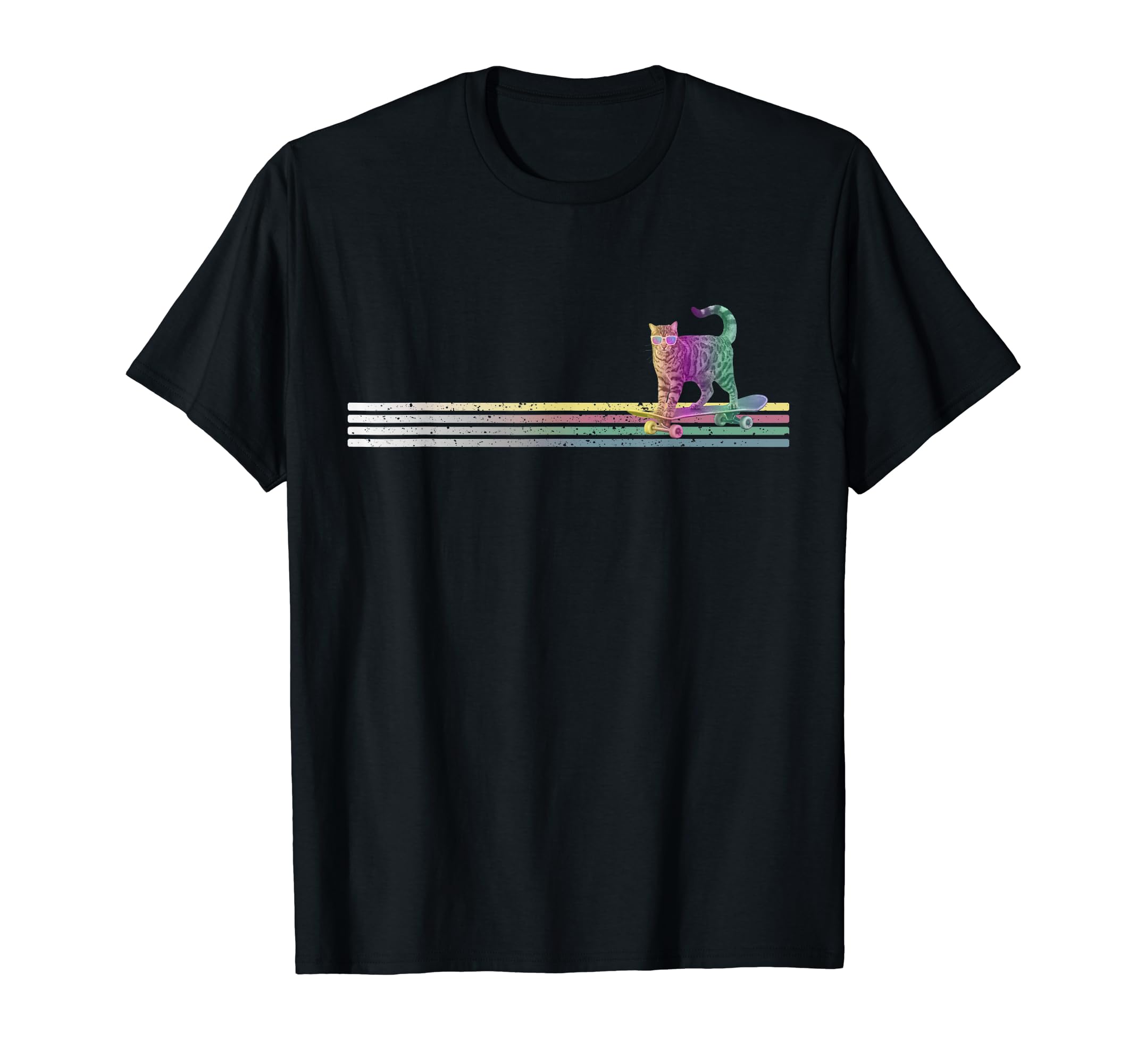 Skateboarding Cat Skater Roller Disco T-Shirt - Custom Art Print Unisex - T-Shirt, Sweatshirt, Hoodie