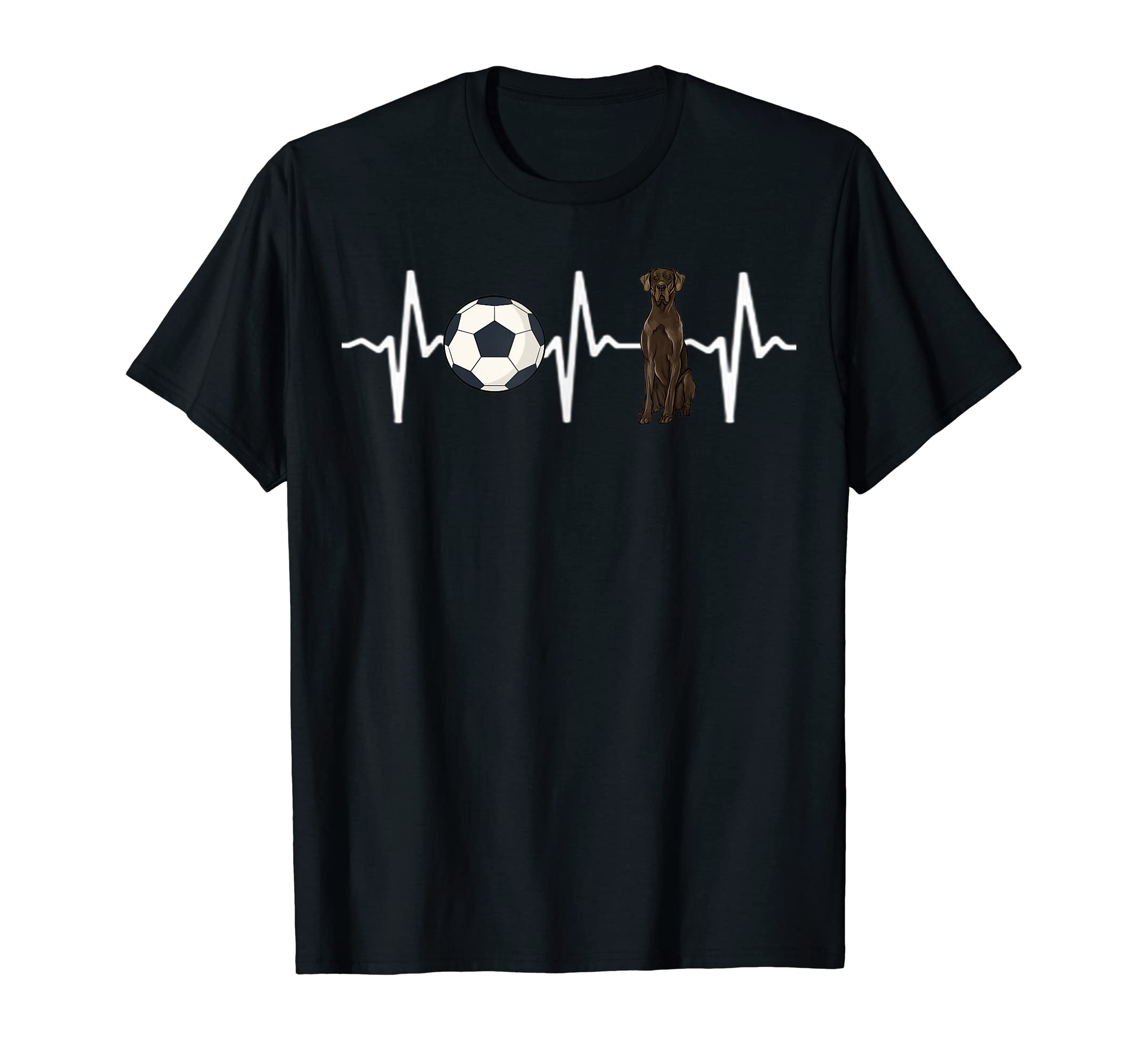 Soccer Black Great Dane Heartbeat T-Shirt - Custom Art Print for Adults - T-Shirt, Sweatshirt, Hoodie