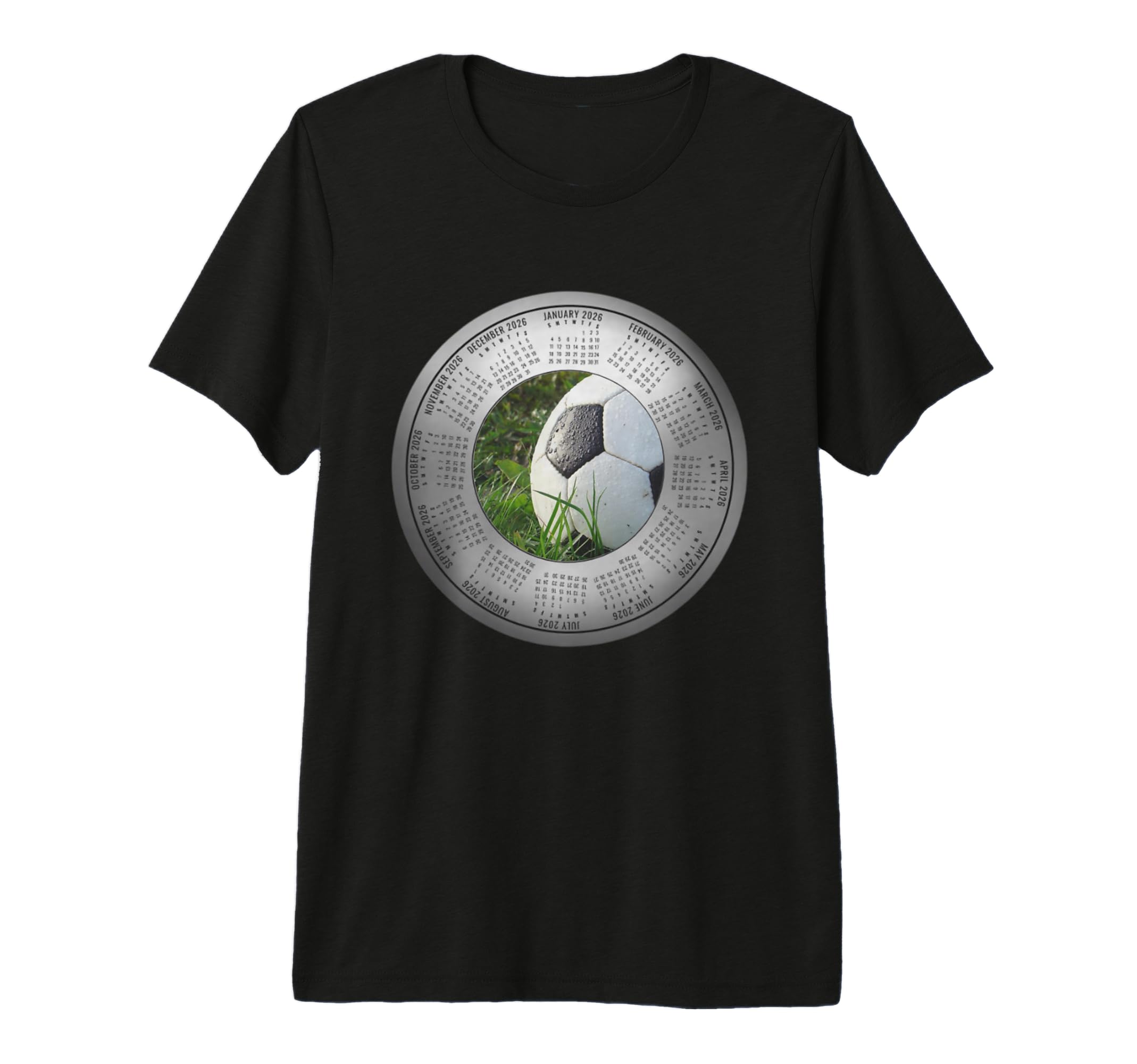 2026 Calendar Soccer Ball Players Moms T-Shirt - Trendy Graphic for Adults - T-Shirt, Sweatshirt, Hoodie