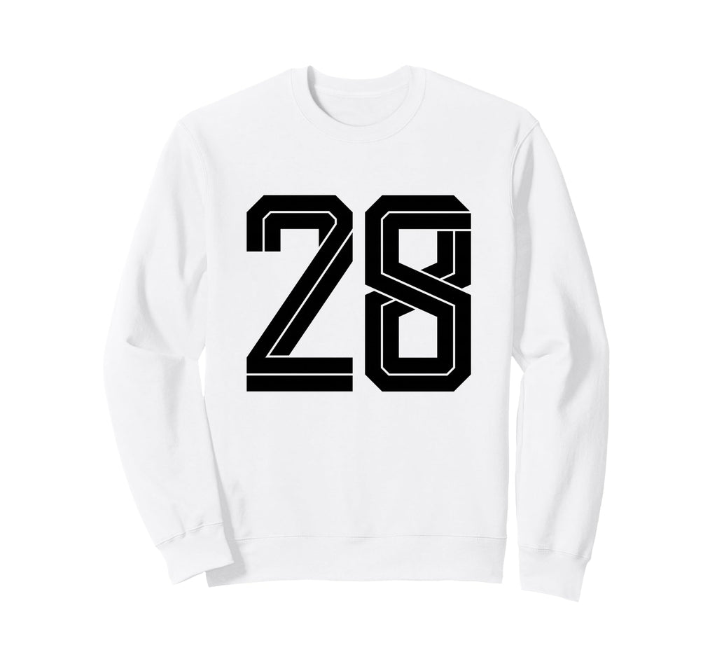 28 White Number 28 Sports Fan Soccer Sweatshirt - Trendy Graphic Men Women - T-Shirt, Sweatshirt, Hoodie