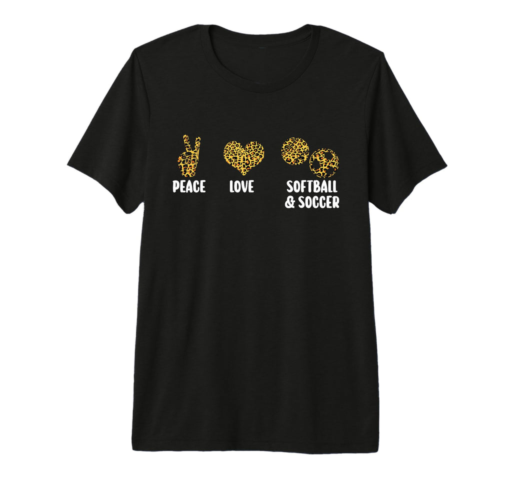 Peace Love Softball Soccer Softball Tri T-Shirt - Graphic Print Men Women - T-Shirt, Sweatshirt, Hoodie
