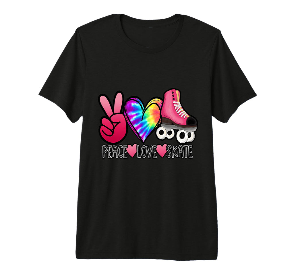 Peace Love Skate Roller Skating Tri T-Shirt - Trendy Graphic for Adults - T-Shirt, Sweatshirt, Hoodie