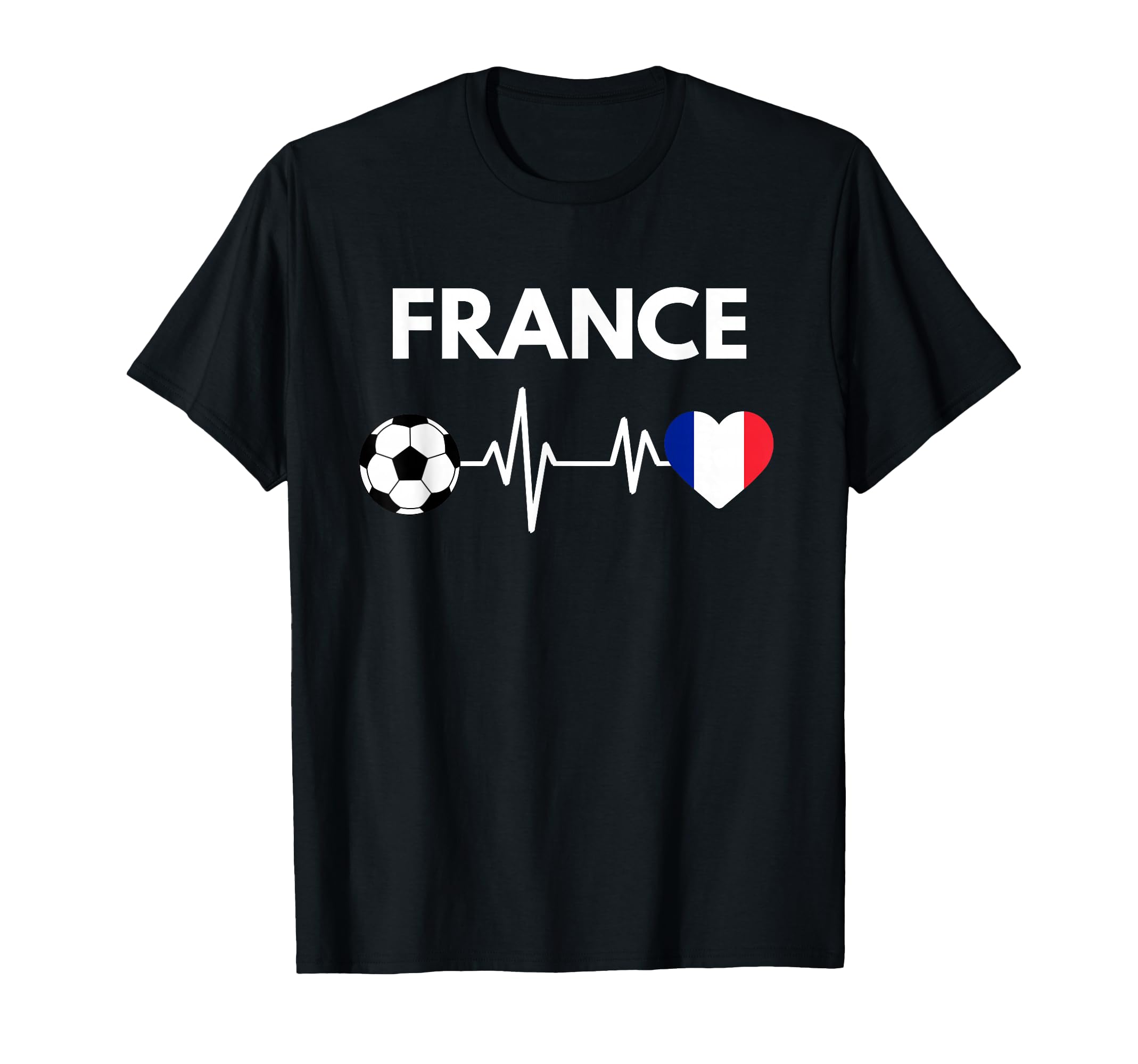 France Flag Heartbeat Soccer T-Shirt - Novelty Apparel Unisex - T-Shirt, Sweatshirt, Hoodie