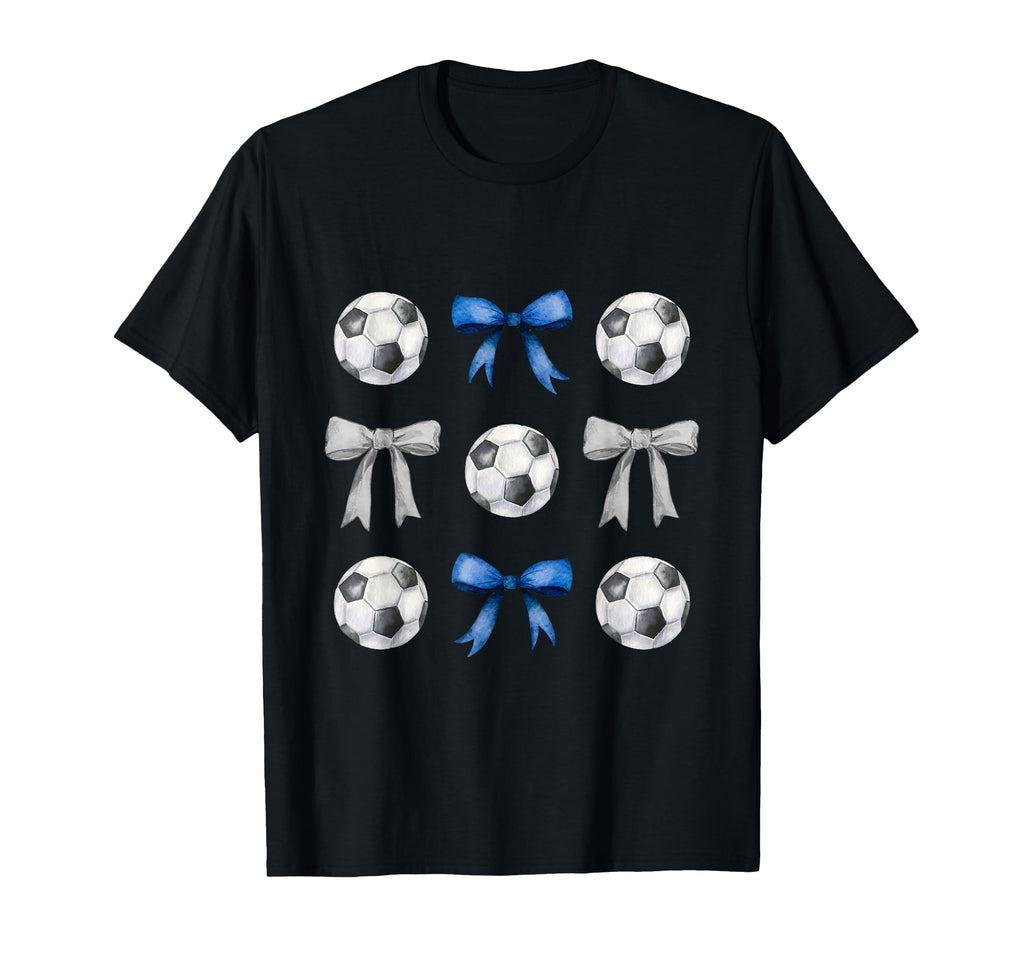 Soccer Balls Bows Soccer Player Blue Gray T-Shirt - Minimalist Print Unisex - T-Shirt, Sweatshirt, Hoodie