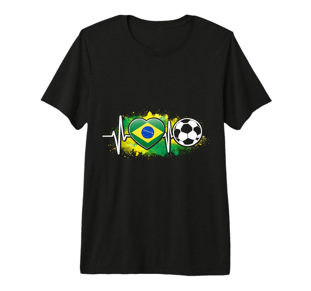 Football Heartbeat Brazil Flag T-Shirt - Casual Everyday Wear Men Women - T-Shirt, Sweatshirt, Hoodie