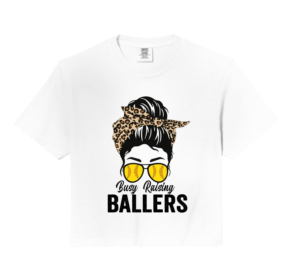 Busy Raising Ballers Softball Messy Bun Hoodie - Unique Graphic Men Women - T-Shirt, Sweatshirt, Hoodie