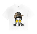 Busy Raising Ballers Softball Messy Bun Hoodie - Unique Graphic Men Women - T-Shirt, Sweatshirt, Hoodie