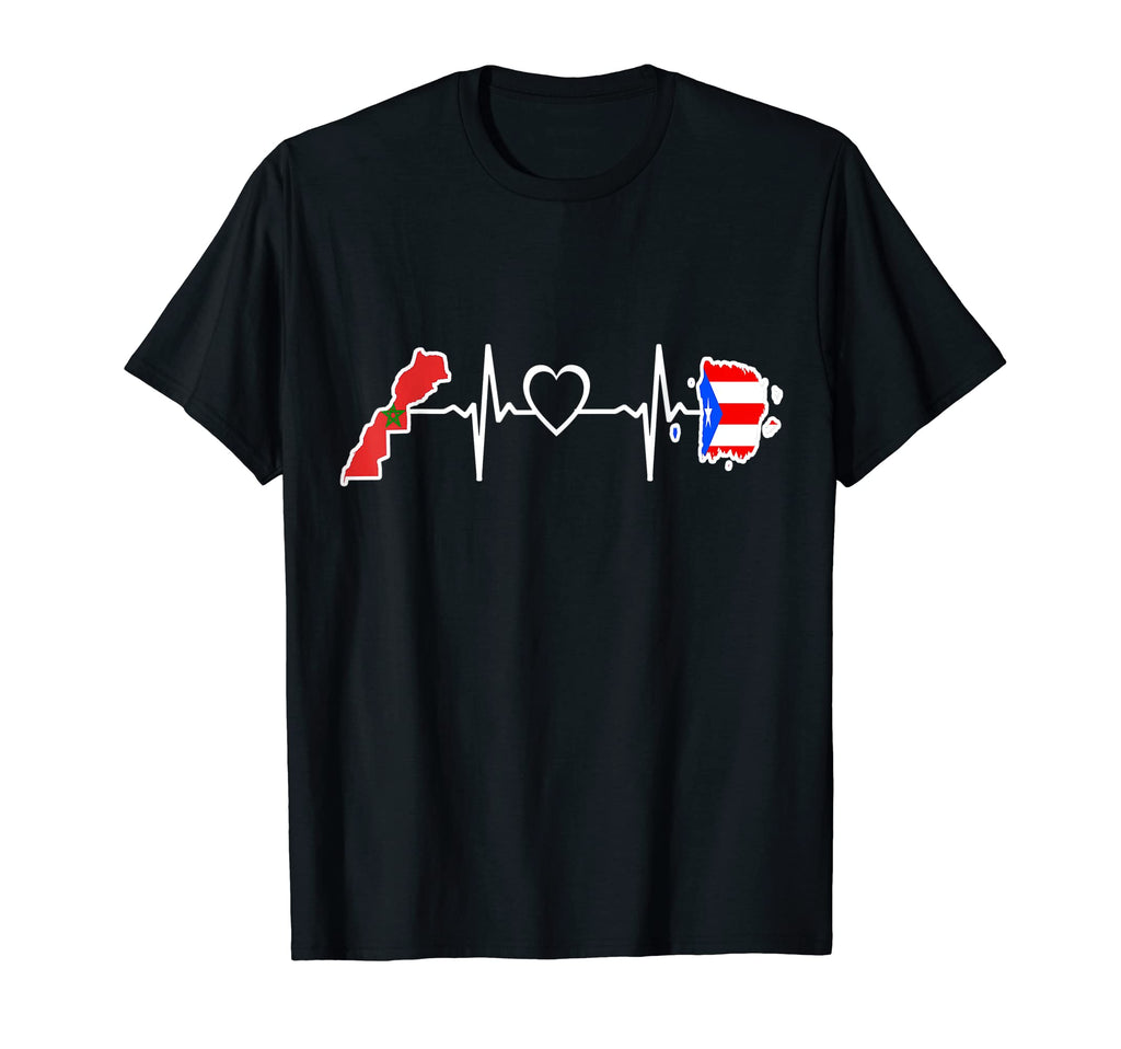 Morocco Peurto Rico Heartbeat Moroccan T-Shirt - Fun Novelty Design Unisex - T-Shirt, Sweatshirt, Hoodie