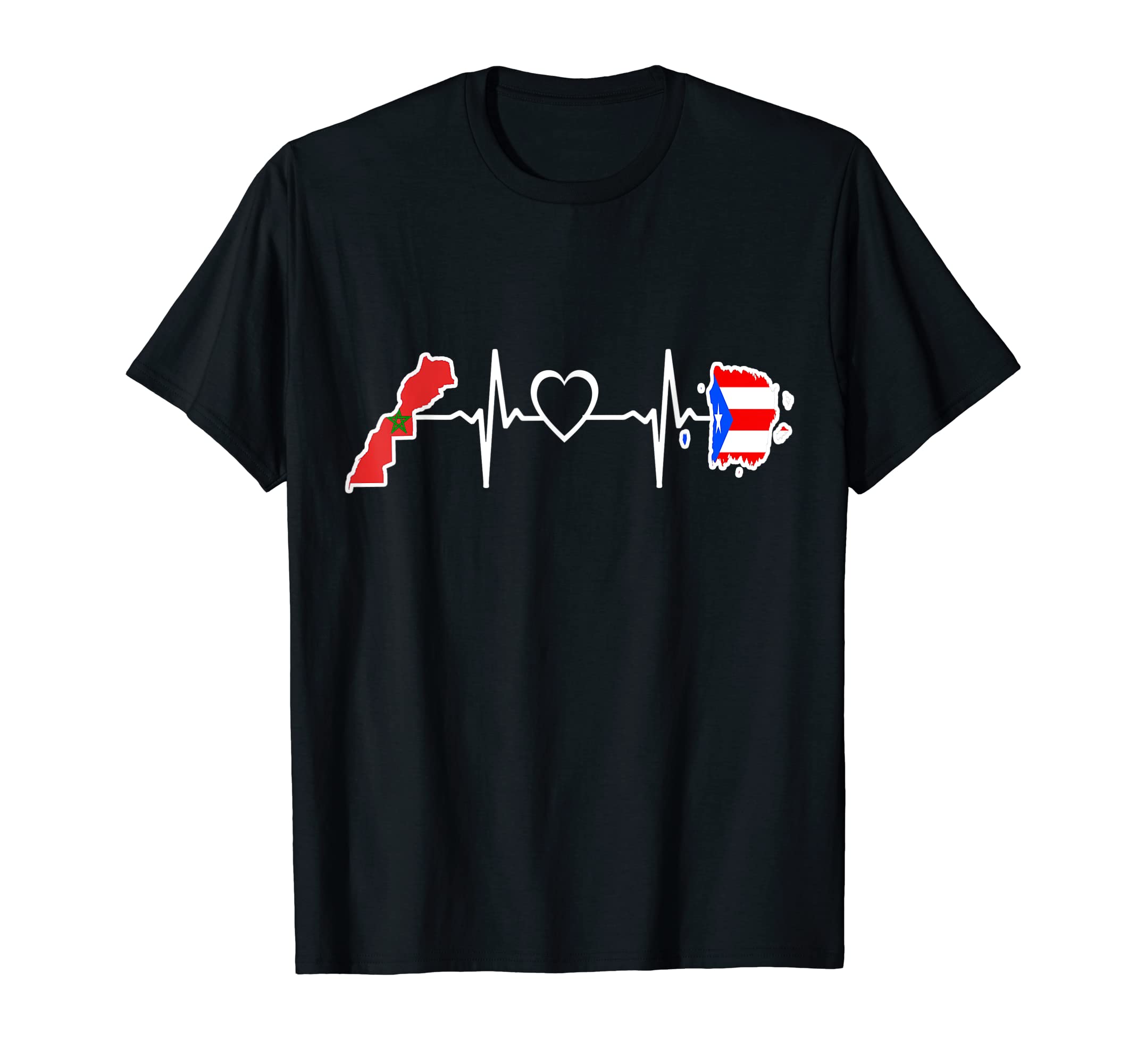 Morocco Peurto Rico Heartbeat Moroccan T-Shirt - Fun Novelty Design Unisex - T-Shirt, Sweatshirt, Hoodie