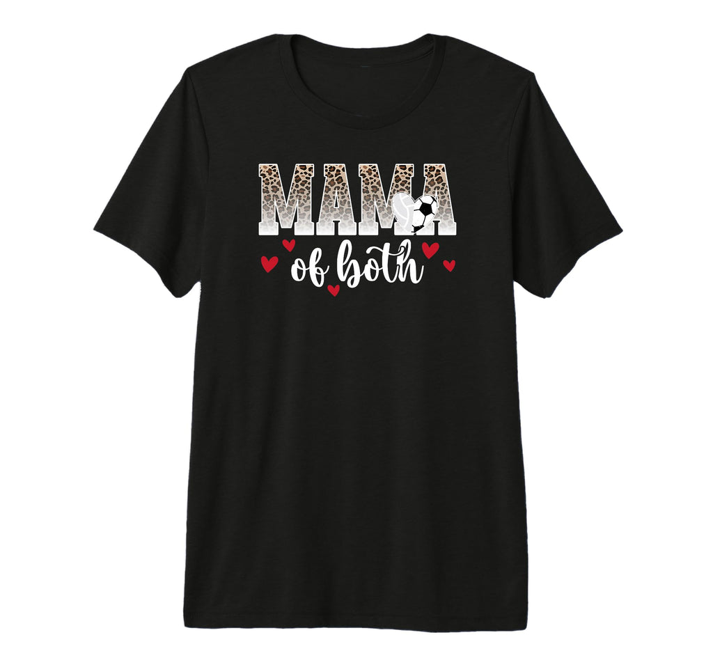 Mama Both Leopard Volleyball Soccer T-Shirt - Minimalist Print for Adults - T-Shirt, Sweatshirt, Hoodie