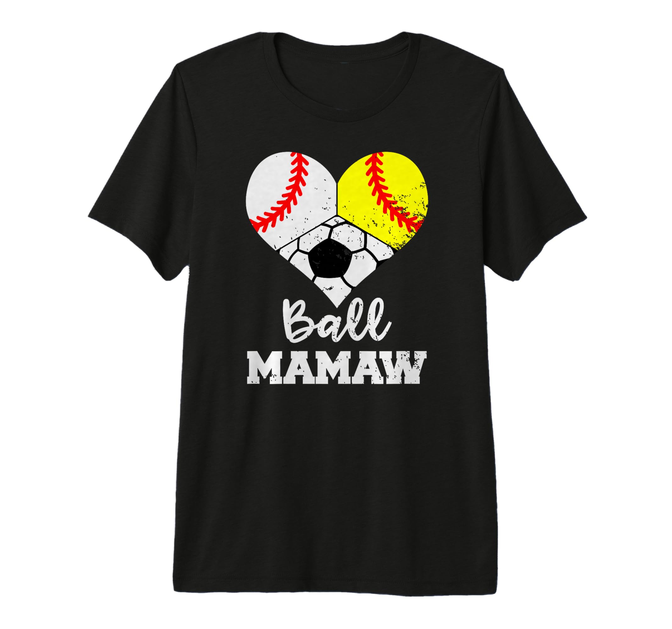 Ball Mamaw Heart Funny Baseball T-Shirt - Trendy Graphic for Adults - T-Shirt, Sweatshirt, Hoodie