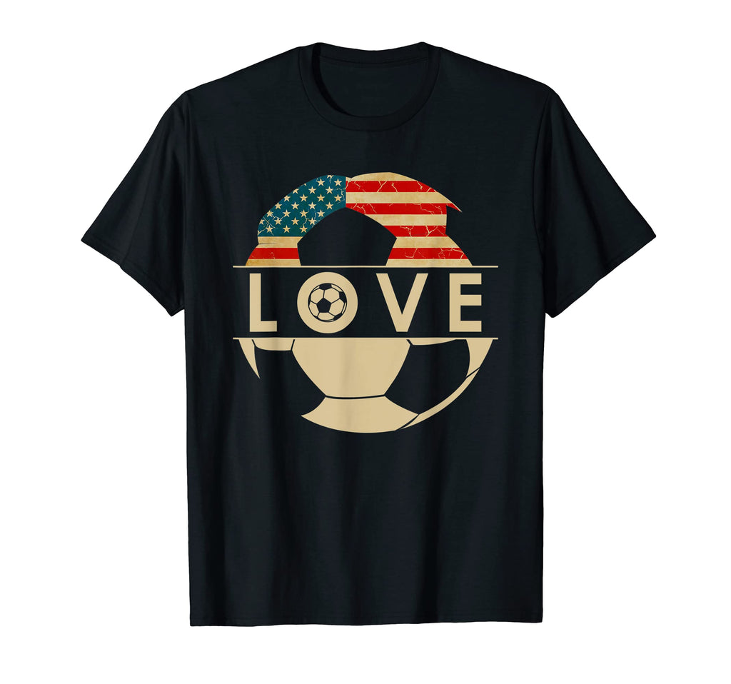 Love Soccer American Flag Sports T-Shirt - Minimalist Print Men Women - T-Shirt, Sweatshirt, Hoodie