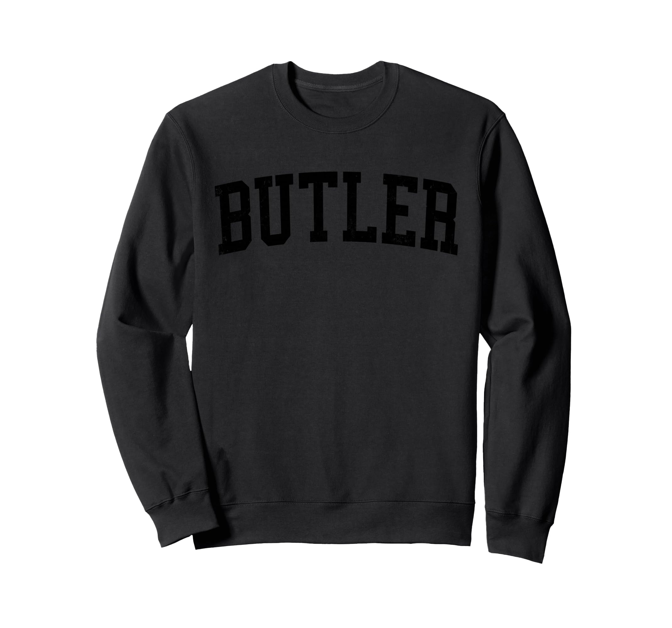 Butler Nj Distressed Black Varsity Sweatshirt - Graphic Print for Adults - T-Shirt, Sweatshirt, Hoodie