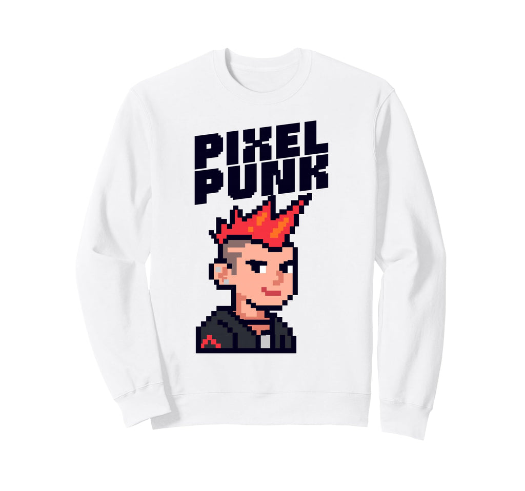 Pixel Punk Character 8 Bit Gaming Sweatshirt - Minimalist Print for Adults - T-Shirt, Sweatshirt, Hoodie
