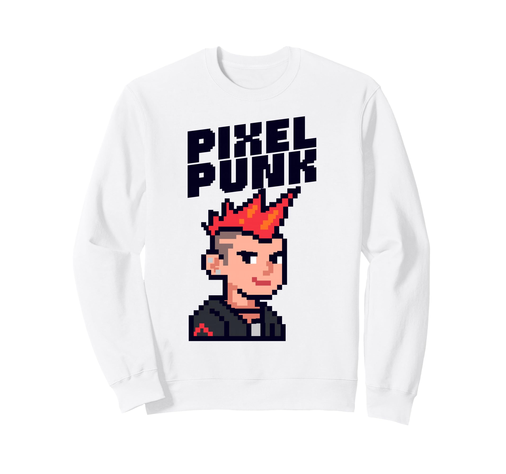 Pixel Punk Character 8 Bit Gaming Sweatshirt - Minimalist Print for Adults - T-Shirt, Sweatshirt, Hoodie