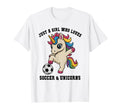 Kawaii Just Who Loves Soccer Unicorns T-Shirt - Minimalist Print Men Women - T-Shirt, Sweatshirt, Hoodie