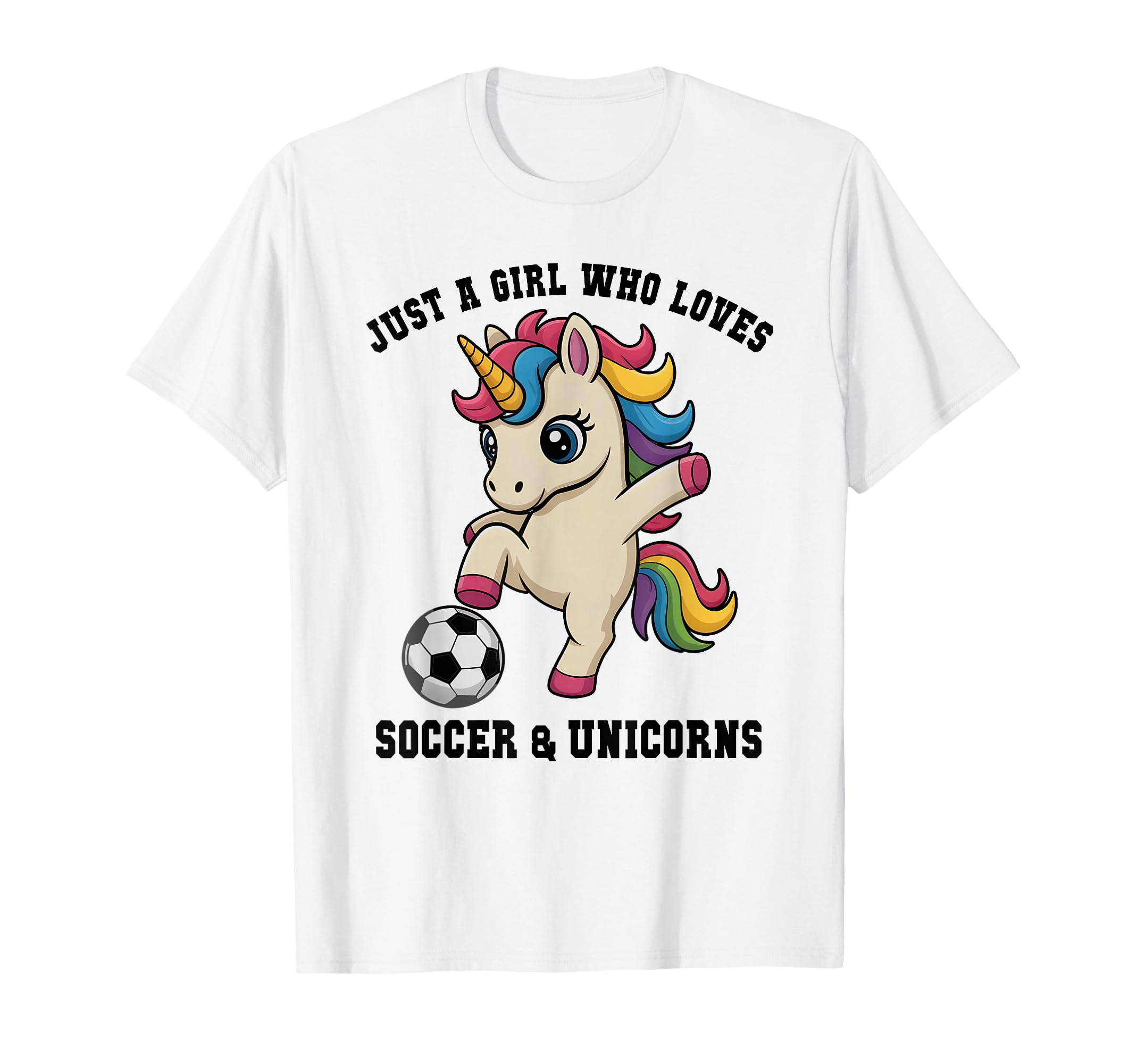 Kawaii Just Who Loves Soccer Unicorns T-Shirt - Minimalist Print Men Women - T-Shirt, Sweatshirt, Hoodie