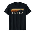 Tesla Wv Evergreen Sunset Eighties T-Shirt - Custom Art Print Unisex - T-Shirt, Sweatshirt, Hoodie