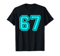 Cyan Sports Team Number 67 T-Shirt - Aesthetic Graphic for Adults - T-Shirt, Sweatshirt, Hoodie