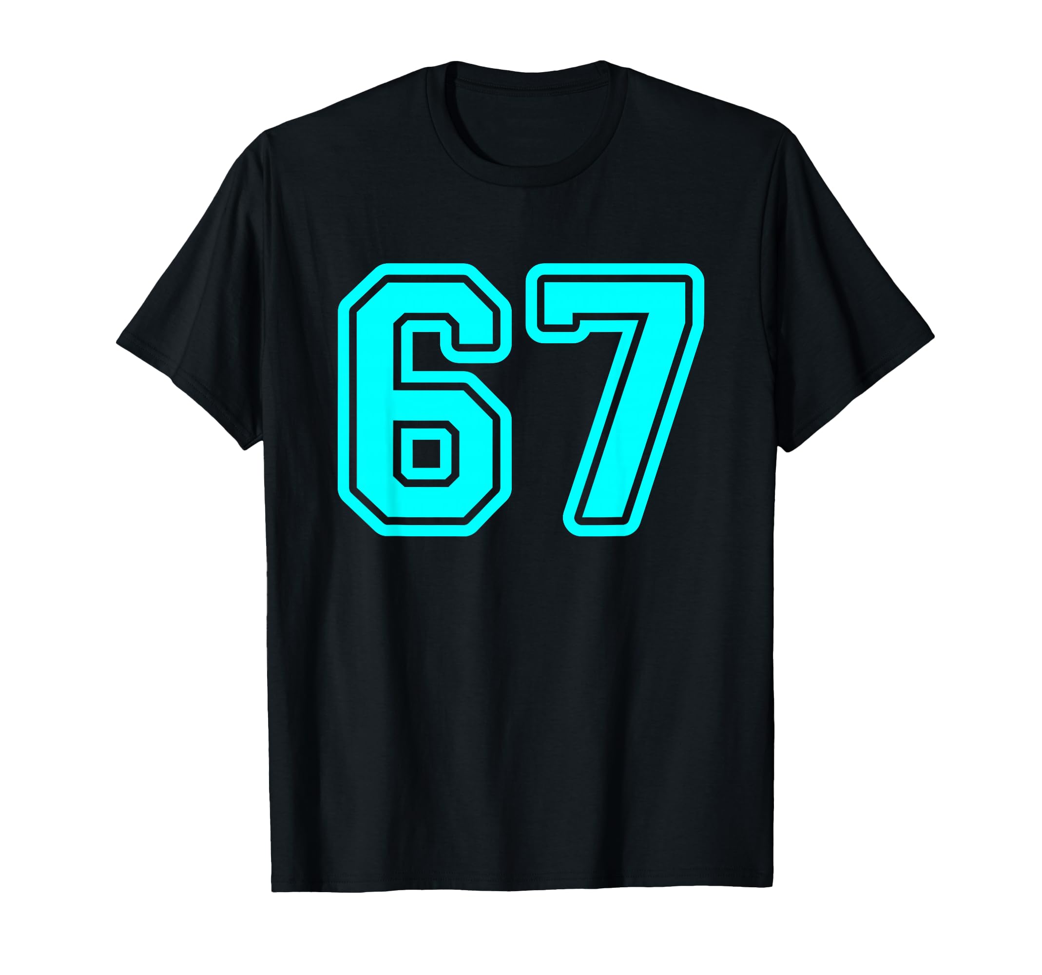 Cyan Sports Team Number 67 T-Shirt - Aesthetic Graphic for Adults - T-Shirt, Sweatshirt, Hoodie